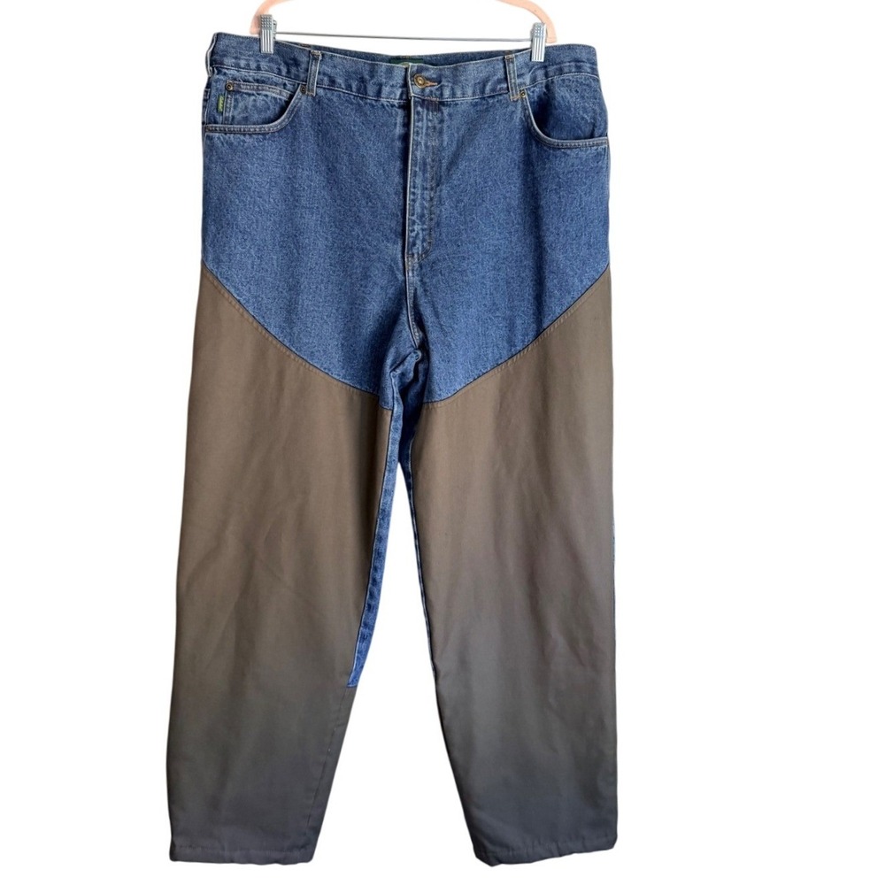 Cabelas Mens 44x32 Fleece‎ Lined Upland Hunting Pants Denim Nylon Brush Guard
